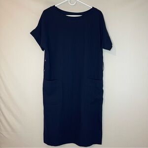 Aritzia Babaton Navy Short Sleeve Alvin Pocket Midi Dress XS Office career
